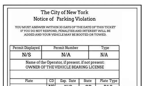 NYC Parking Ticket template image