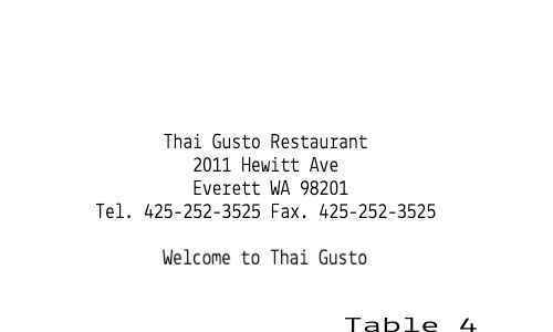 Thai Restaurant receipt template image