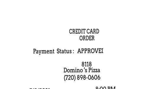 Dominos Pizza receipt template image