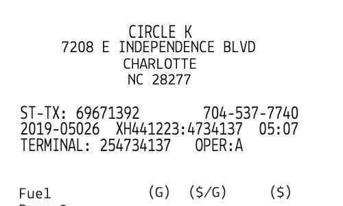 Circle K receipt template image
