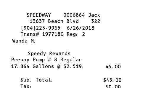 Speedway gas station receipt template image
