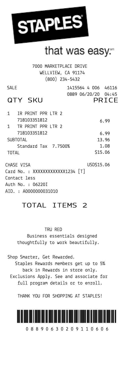 Staples receipt template 2