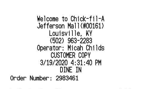 Chick fil a receipt template image