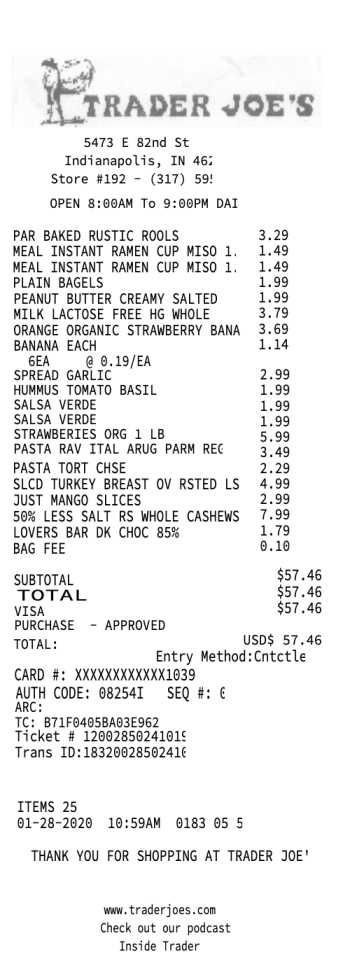 Trader Joes Receipt Template