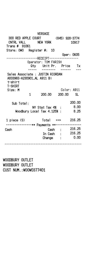 Versace receipt template image