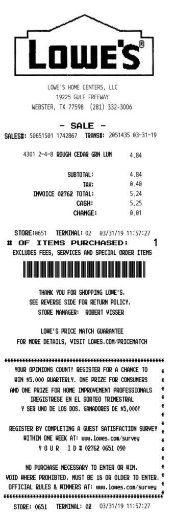 Store Receipts Template Database