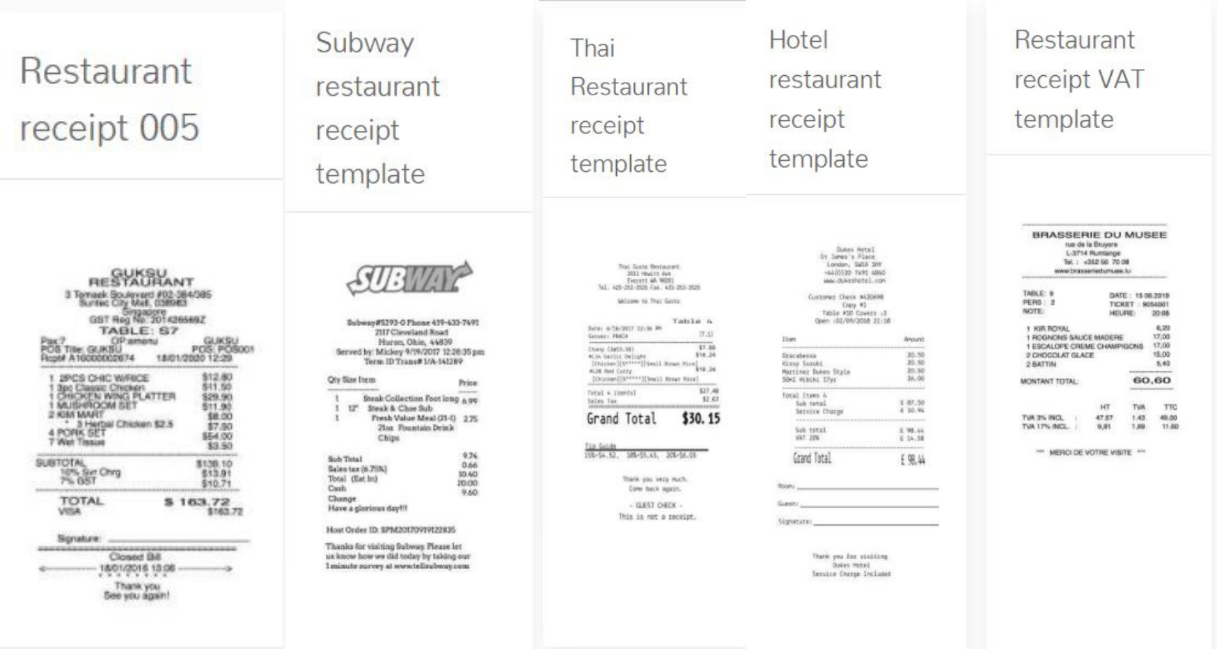 Receipt Template for Restaurant Receipts – expenseFAST